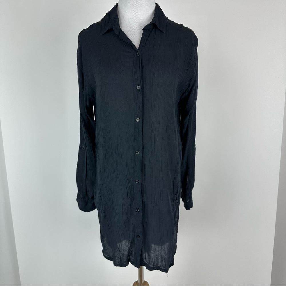Prana Scheena Black Gauze Tunic Swim Coverup Size Medium - Picture 2 of 15